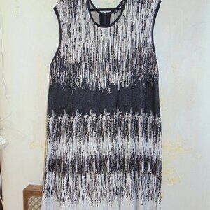 Nic + Zoe Dress Fit n Flare Knit Sleeveless Black White Beige Boho Womens 2XL